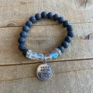 Handmade Lava & Aura Quartz Charm Bracelet